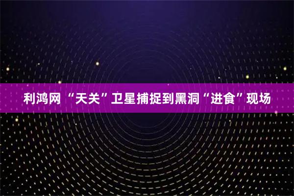 利鸿网 “天关”卫星捕捉到黑洞“进食”现场